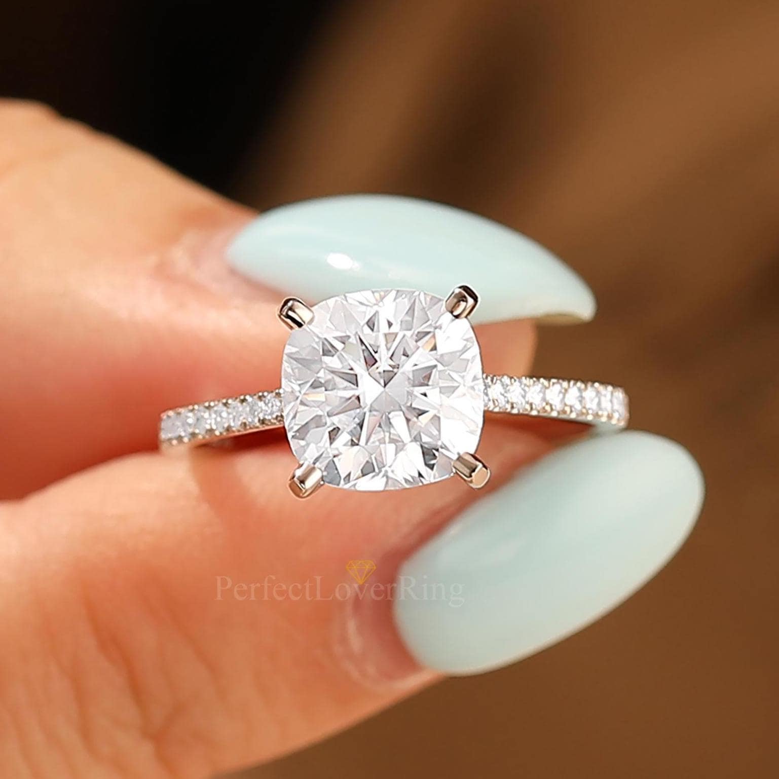 Art Deco Brautring Set Ring/8.0 Mm Moissanite Verlobungsring 4 Krappen Ehering Halb Eternity 14K Gold Passender von PerfectLoverRing