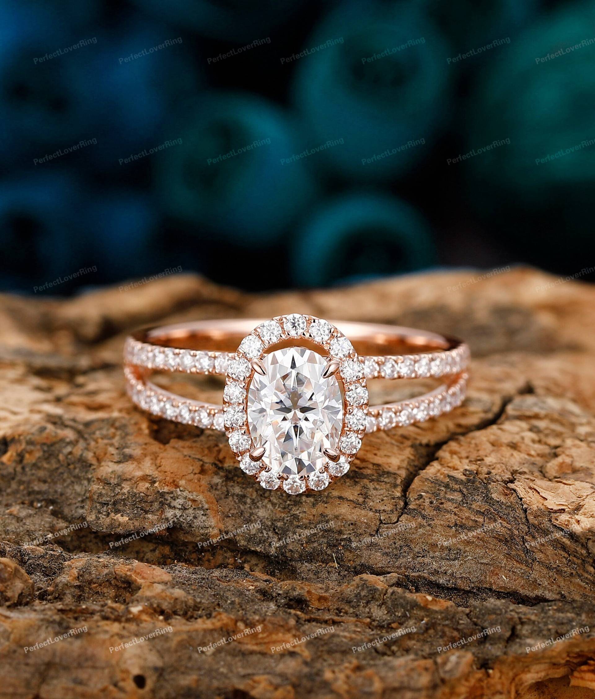 Halber Eternity Ring/5.0x7.0mm Moissanit Verlobungsring Halo Zarter Stapelring 14K Gold Custom Design Handgemachter Halber Eternity Ring/5.0x7.0mm Moissanit Verlobungsring Halo Zarter Stapelring 14K Gold Custom Design Handgemachter von PerfectLoverRing