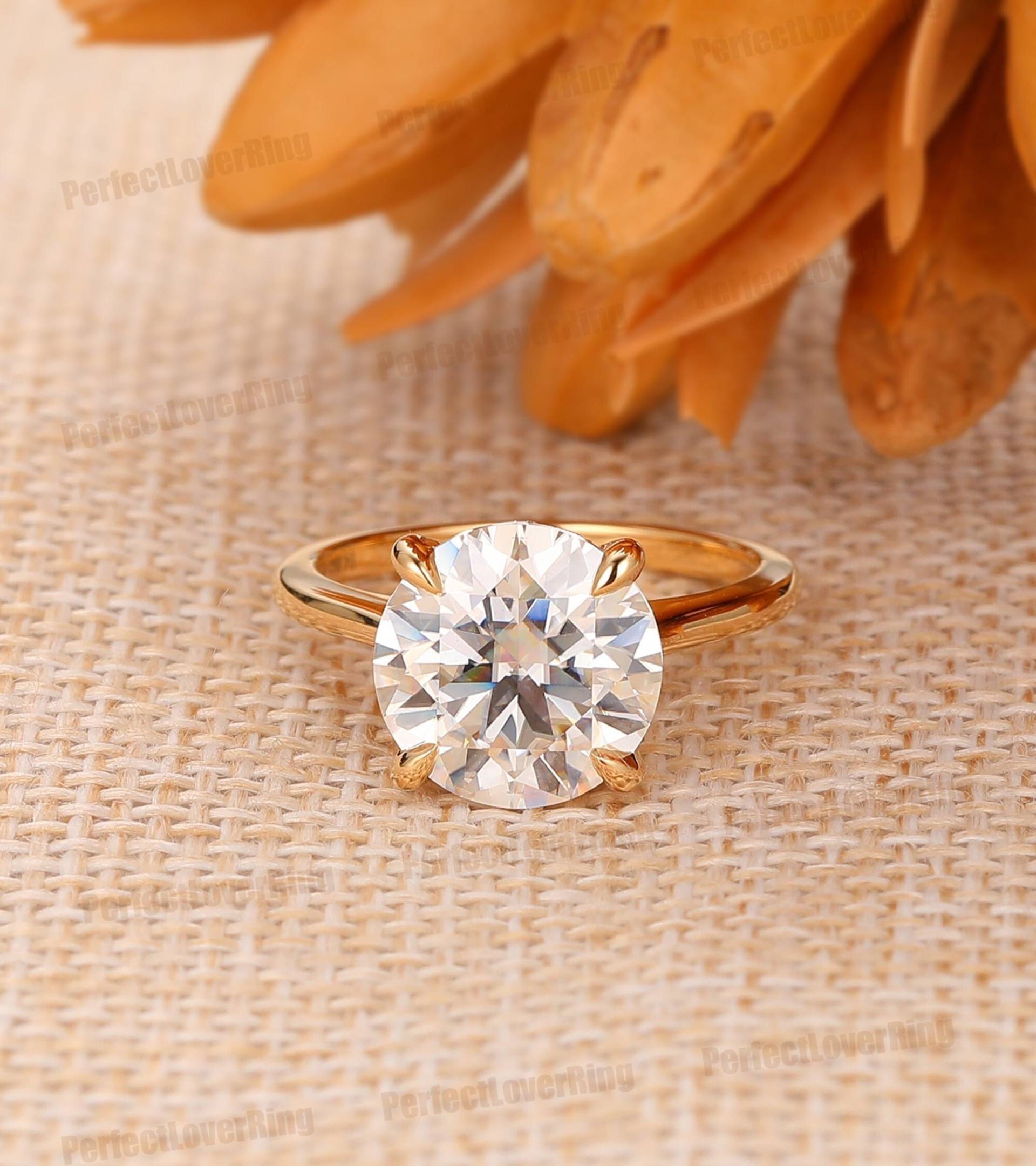 Solitärring/10mm Rundschnitt Moissanite Verlobungsring Kathedrale Hochzeit Versprechen Ring Versteckter Halo Vorschlag Geschenk Für Sie von PerfectLoverRing