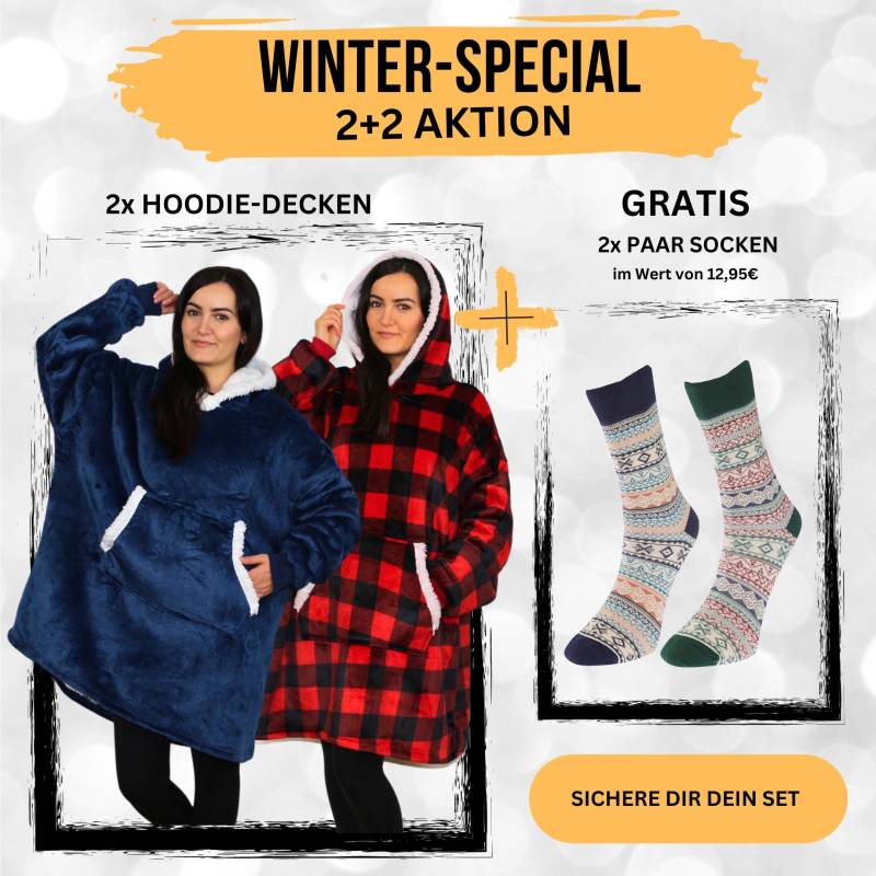 Deckenhoodie Hoodie Decke Kuschel Pullover Set 2 Hoodies + Paar Socken Decken Pulli Kuscheldecke Ärmel Warm Überwurf Oversized Hoody Deckenhoodie Hoodie Decke Kuschel Pullover Set 2 Hoodies + Paar Socken Decken Pulli Kuscheldecke Ärmel Warm Überwurf Oversized Hoody von PerfectPrintPresent
