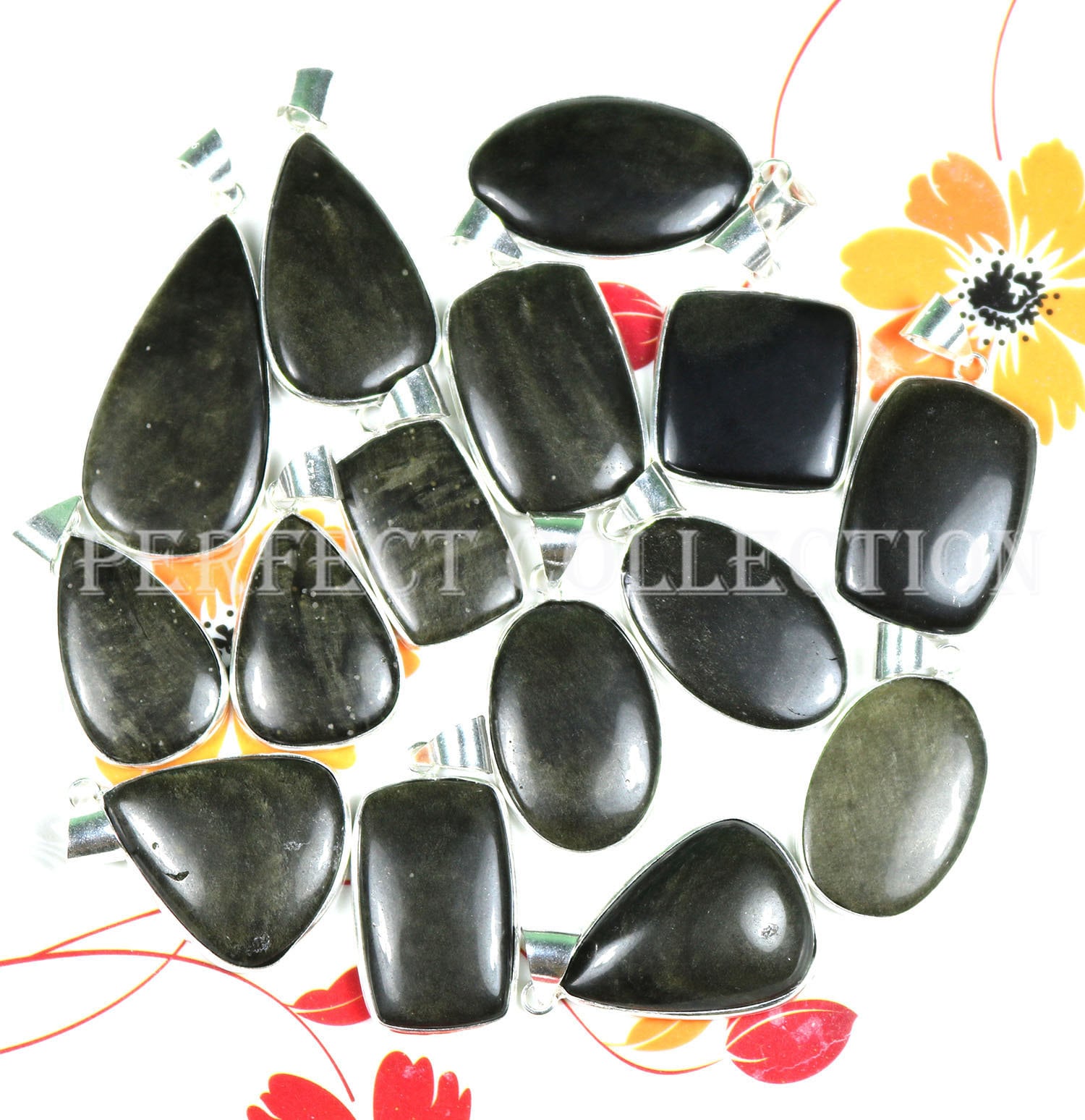 Natürlicher Goldener Obsidian Anhänger Handgemachte 925 Sterling Silber Lünette von PerfectcollectionIN