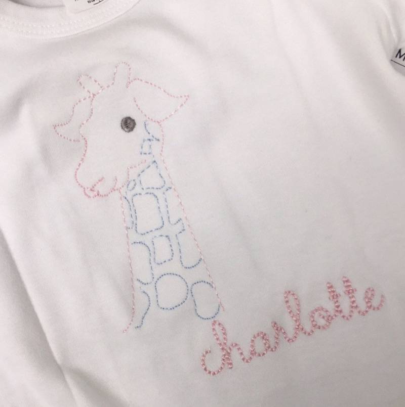 Personalisierte Monogrammiert Mädchen Rosa Und Blauen Giraffe Shirt Personalisierte Monogrammiert Mädchen Rosa Und Blauen Giraffe Shirt von PerfectlyPlayfulShop