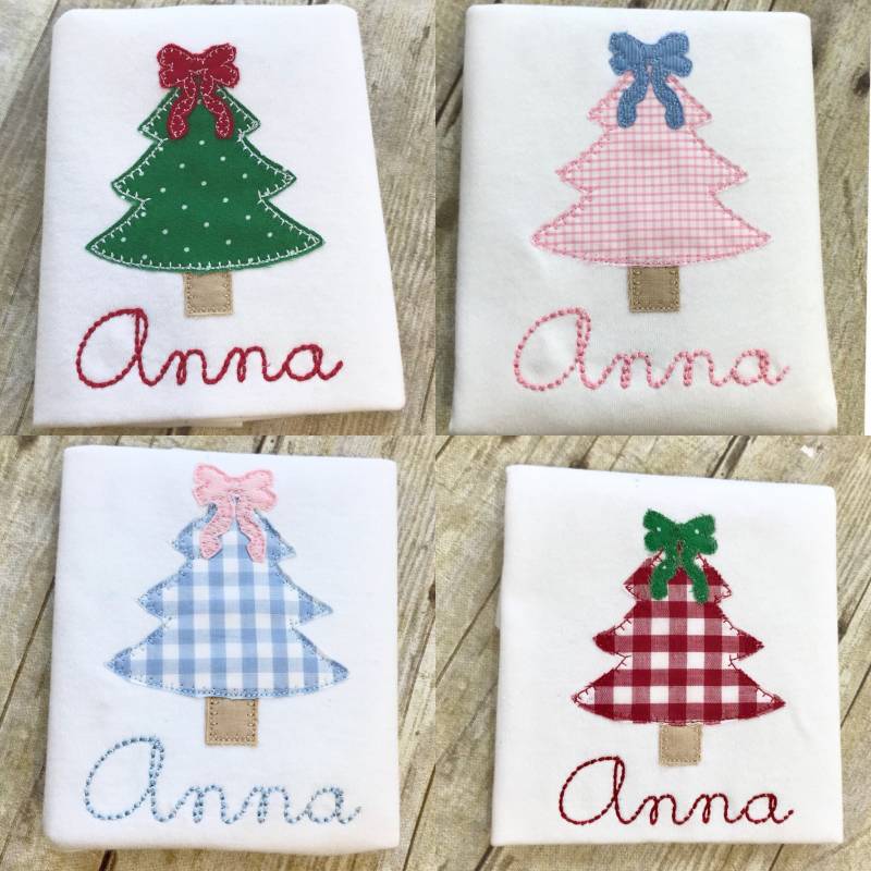 Weihnachtsbaum Baumwollshirt - Personalisiert Kinder Winter Outfit Monogrammiert von PerfectlyPlayfulShop