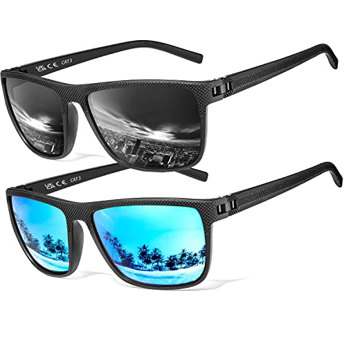 Polarisierte Sonnenbrille Herren/Damen, Vintage Elegant Brillengestell Klassisch, HD-Pilotobjektive; Outdoor-Sportarten,Golf,Fahren,Angeln,Reisebrille Mode Sonnenbrille (【L1】Schwarz+Blau) von Perfectmiaoxuan