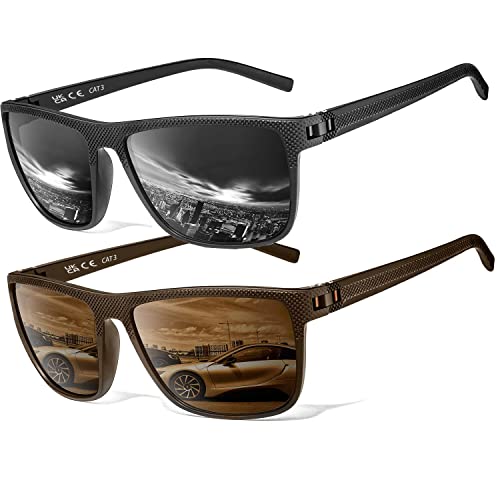 Polarisierte Sonnenbrille Herren/Damen, Vintage Elegant Brillengestell Klassisch, HD-Pilotobjektive; Outdoor-Sportarten,Golf,Fahren,Angeln,Reisebrille Mode Sonnenbrille (【L1】Schwarz+Braun) von Perfectmiaoxuan