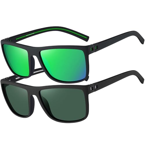 Perfectmiaoxuan Polarisierte Sonnenbrille Herren Damen für Autofahren Radfahren Angeln Sommer Reisen Urlaub Leichte TR90 Retro Rechteckig Pilotenbrille UV-Schutz von Perfectmiaoxuan