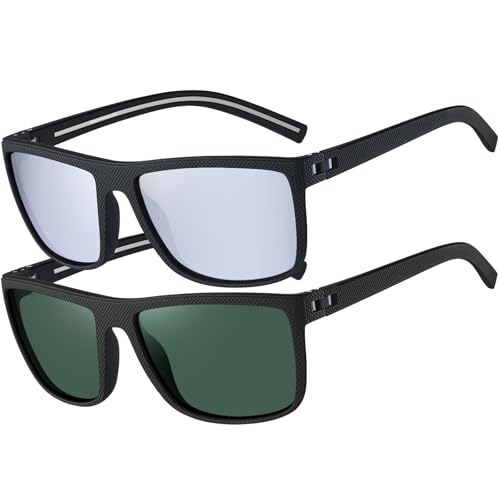 Perfectmiaoxuan Polarisierte Sonnenbrille Herren Damen für Autofahren Radfahren Angeln Sommer Reisen Urlaub Leichte TR90 Retro Rechteckig Pilotenbrille UV-Schutz von Perfectmiaoxuan
