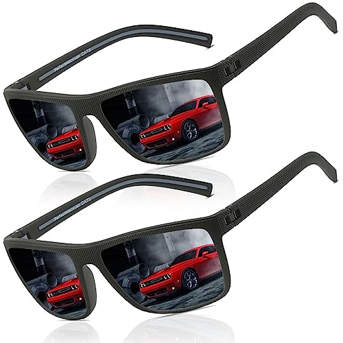 Perfectmiaoxuan Sonnenbrille Herren Damen Polarisiert HD-Pilotobjektive Leichte TR90 Retro Rechteckig Fahren Reisebrille Outdoor Mode Sonnenbrille Cat 3 CE von Perfectmiaoxuan