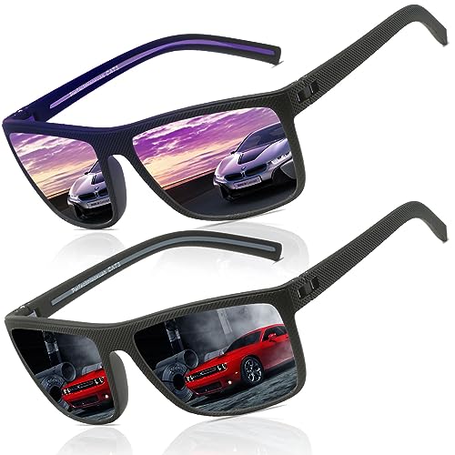 Perfectmiaoxuan Sonnenbrille Herren Damen Polarisiert HD-Pilotobjektive Leichte TR90 Retro Rechteckig Fahren Reisebrille Outdoor Mode Sonnenbrille Cat 3 CE von Perfectmiaoxuan