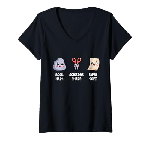 Damen Schere Stein Papier - Rock Hard Scissors Sharp Paper Soft T-Shirt mit V-Ausschnitt Damen Schere Stein Papier - Rock Hard Scissors Sharp Paper Soft T-Shirt mit V-Ausschnitt von Perfektes Schere Stein Papier Kostüm