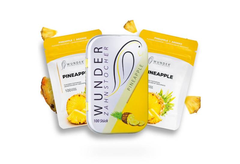 Wunder Zahnstocher Mundpflegecenter Wunder Zahnstocher mit Geschmack - 3er Bundle Ananas von Wunder Zahnstocher