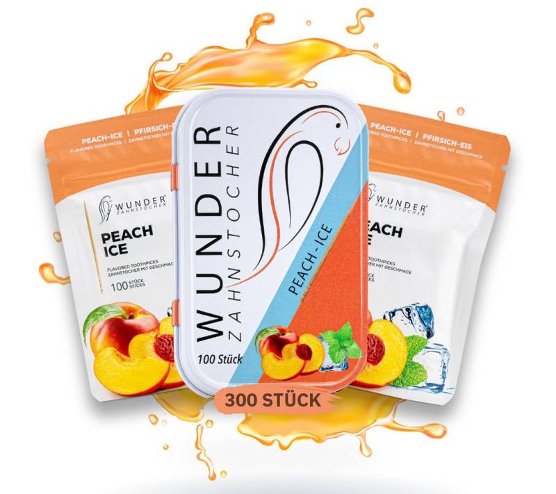 Wunder Zahnstocher Mundpflegecenter Wunder Zahnstocher mit Geschmack - 3er Bundle Pfirsich/Ice von Wunder Zahnstocher