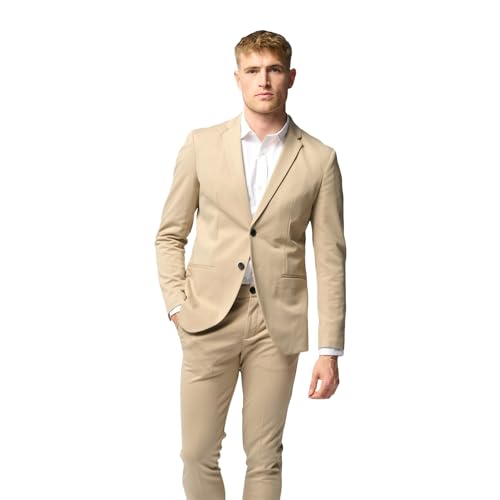 Performance Blazer Herren Beige (Größe 56) – Stylischer Slim Fit Herren Stretch Sakko – Stretch Anzugjacke – Bequemer, praktischer Zwei Knopf Sakko für Business & Freizeit von Performance Pants