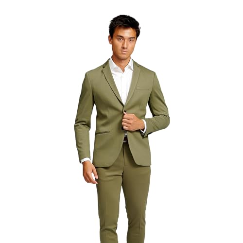 Performance Blazer Herren Olivgrün (Größe 52) – Stylischer Slim Fit Herren Stretch Sakko – Stretch Anzugjacke – Bequemer, praktischer Zwei Knopf Sakko für Business & Freizeit von Performance Pants