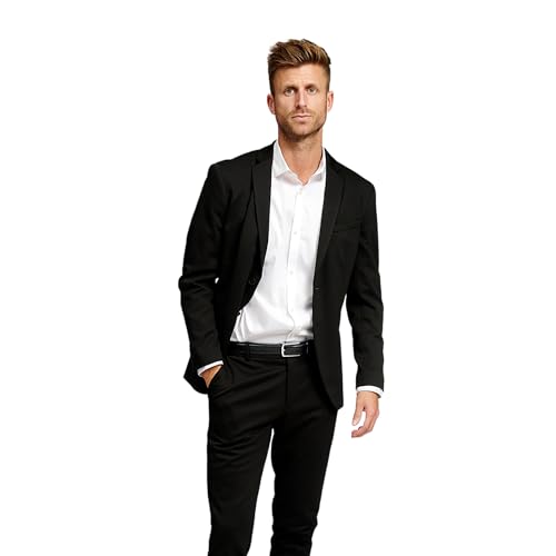 Performance Blazer Herren Schwarz (Größe 56) – Stylischer Slim Fit Herren Stretch Sakko – Herren Stretch Blazer – Bequemer, praktischer Herren Zwei Knopf Blazer für Business & Freizeit von Performance Pants