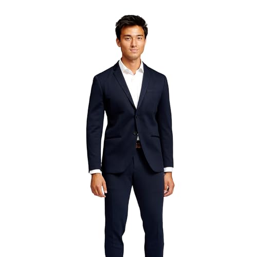 Performance Blazer Men - Stylish Slim Fit Men's Stretch Jacket - Men's Stretch Blazer - Comfortable Men's Two Button Blazer (DE/NL/SE/PL, Numerisch, 50, Regular, Regular, Navy Blau) von Performance Pants