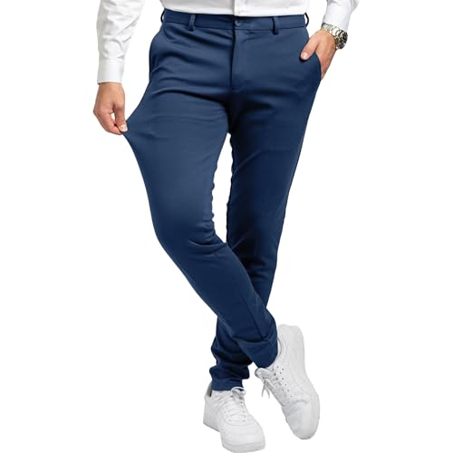 Performance Pants Herren Blau (Größe 28W/30L) - Bequeme Blaue Hose Herren - Stilvolle Herren Hosen Stretch - Hosen Herren Stretch - Modische Praktische Männer Hosen für Business & Freizeit von Performance Pants