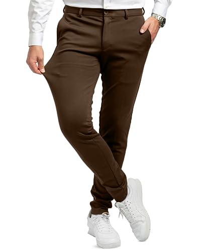 Performance Pants Herren Dunkelbraun (Größe 27W/32L) - Bequeme Dunkelbraune Hose Herren - Stilvolle Herren Hosen Stretch - Hosen Herren Stretch - Modische Praktische Männer Hosen für Business von Performance Pants