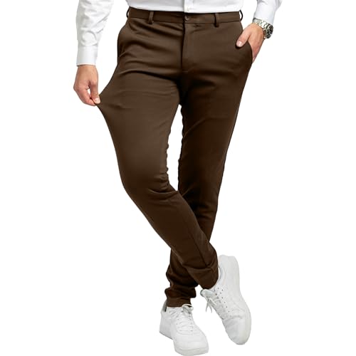 Performance Pants Herren Dunkelbraun (Größe 31W/34L) - Bequeme Dunkelbraune Hose Herren - Stilvolle Herren Hosen Stretch - Hosen Herren Stretch - Modische Praktische Männer Hosen für Business von Performance Pants