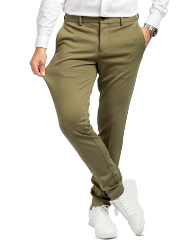 Performance Pants Herren Olivgrün (Größe 27W/30L) - Stilvolle Herren Hosen Stretch - Hosen Herren Stretch - Angenehme Praktische Männer Hosen für Business & Freizeit - Bequeme Stoffhose Herren von Performance Pants