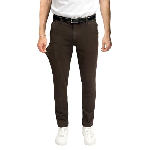 Performance Structure Pants Herren Dunkelbraun (Größe 36W/34L) - Stilvolle Slim Fit Herren Hosen Stretch - Angenehme Männer Hosen für Business & Freizeit von Performance Pants