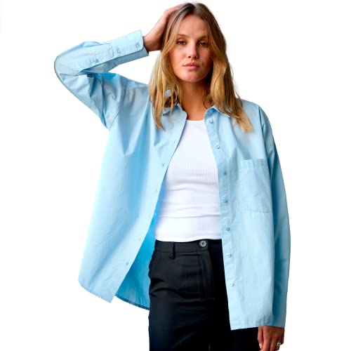 Relaxed Shirt Damen Hellblau (Größe M) - Bequemes hellblaues Hemd für Damen - Stylisches Damenhemd - Damenhemd - Modisches praktisches Damenhemd für Business und Freizeit von Performance Pants