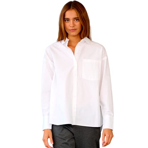 Relaxed Shirt Damen Weiß (Größe L) - Bequemes weißes Hemd für Damen - Stylisches Damenhemd - Damenhemd - Modisches praktisches Damenhemd für Business und Freizeit von Performance Pants