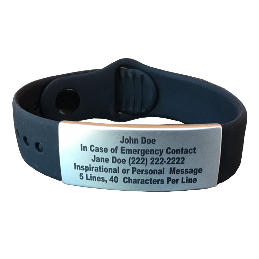 Personalisiertes Notfallarmband Aus Edelstahl Mit Verstellbarem Silikonband Personalisiertes Notfallarmband Aus Edelstahl Mit Verstellbarem Silikonband von PerformanceIDs