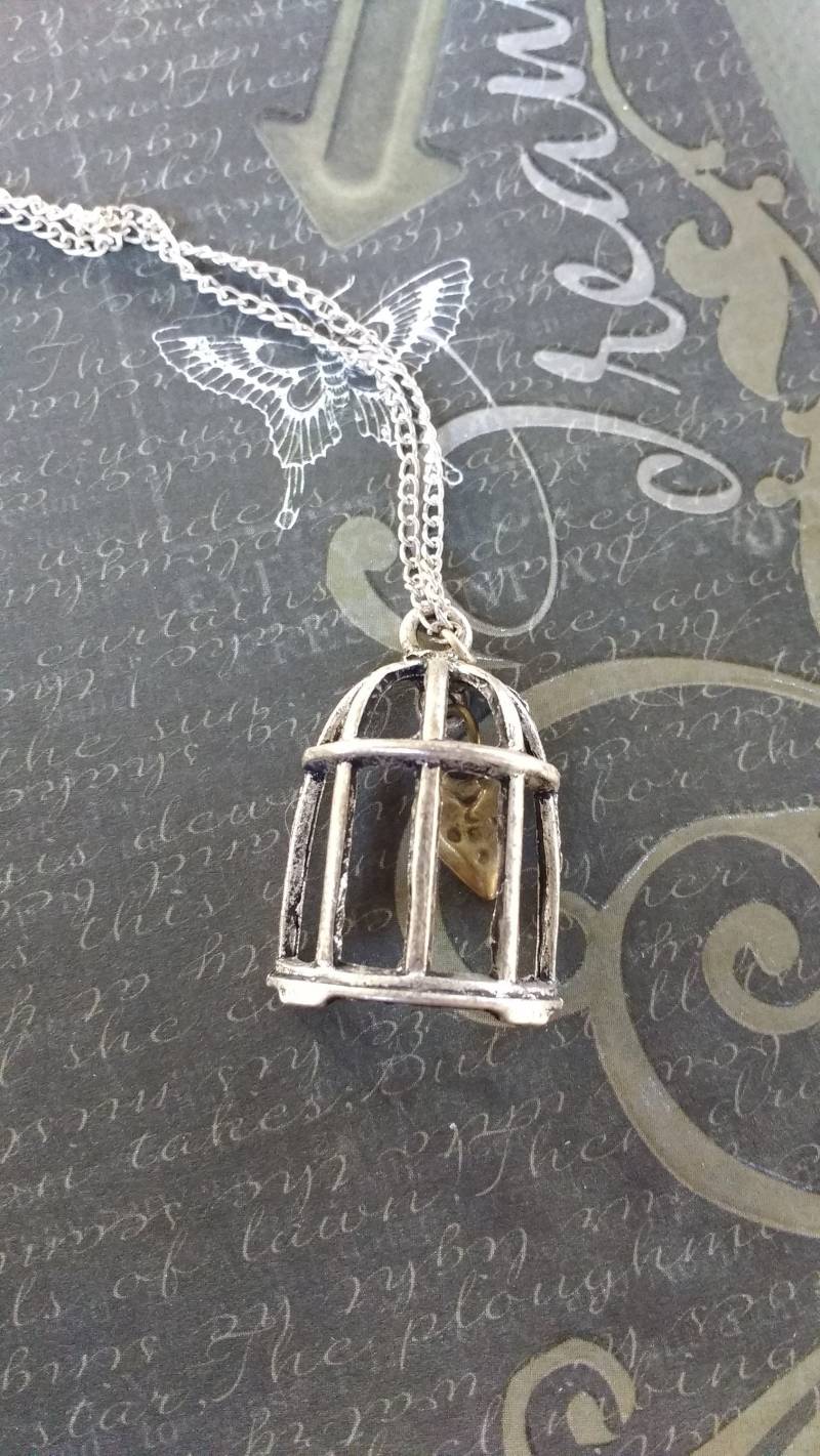 Käfigherz-Handmade Silber Ton Vogelkäfig Mit Bronze Herz Im Inneren von PerfyctlyImperfect