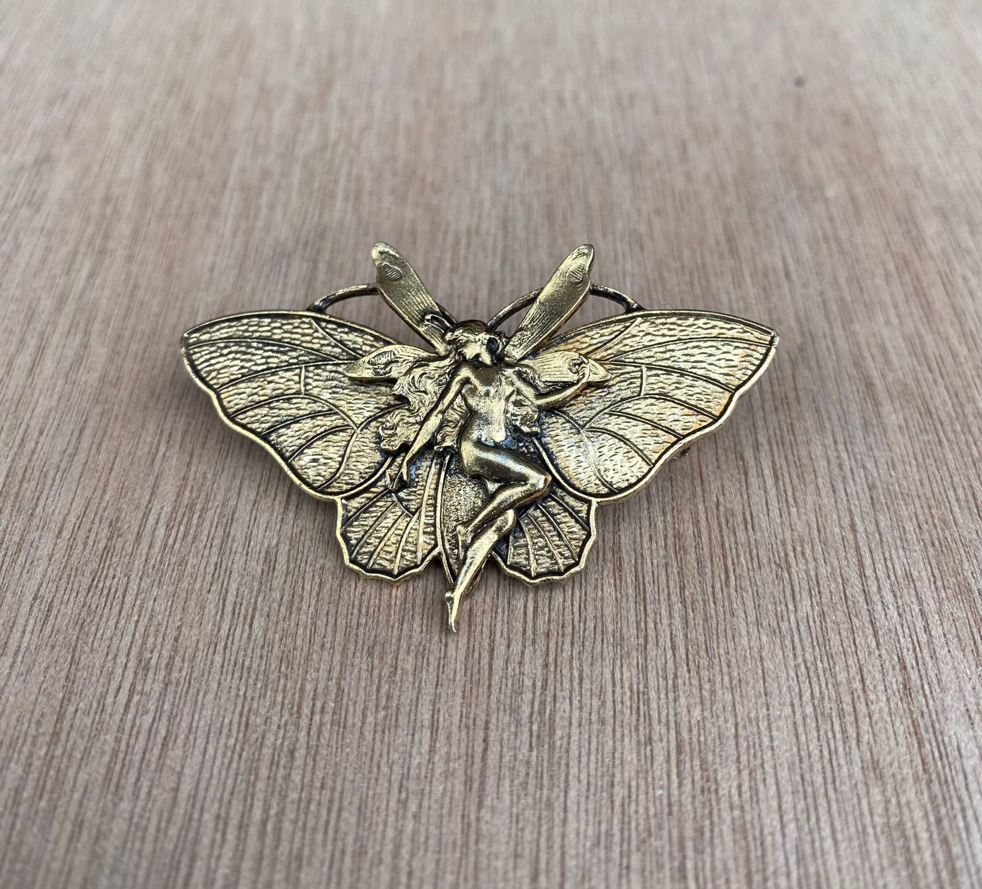 Vintage Jugendstil Brosche Bronze Gold Feen Brosche von PerfyctlyImperfect