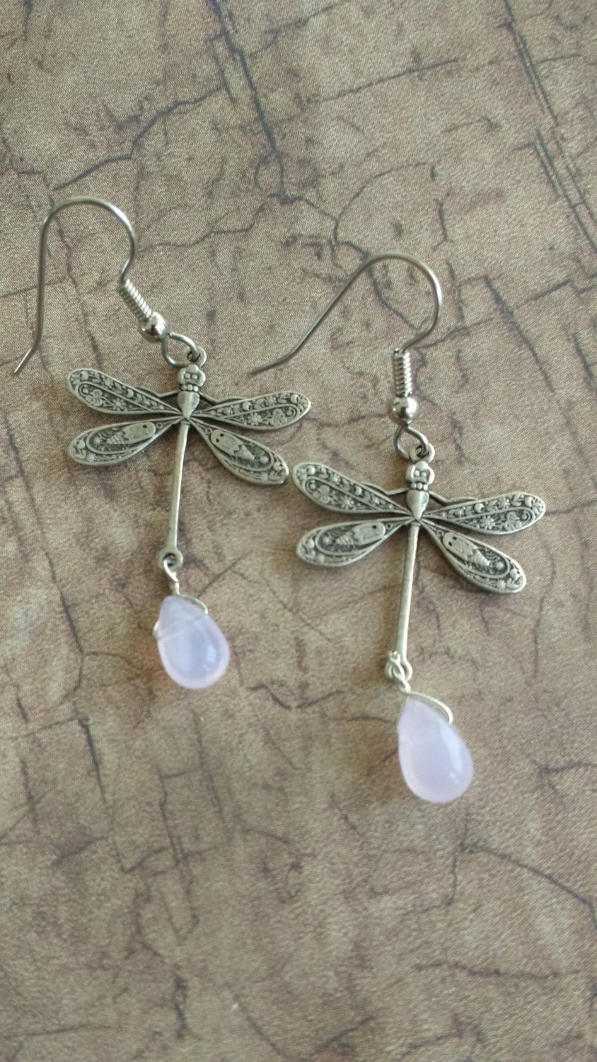 Vintage Stil Libelle Ohrringe Silber Ton Tropfen von PerfyctlyImperfect