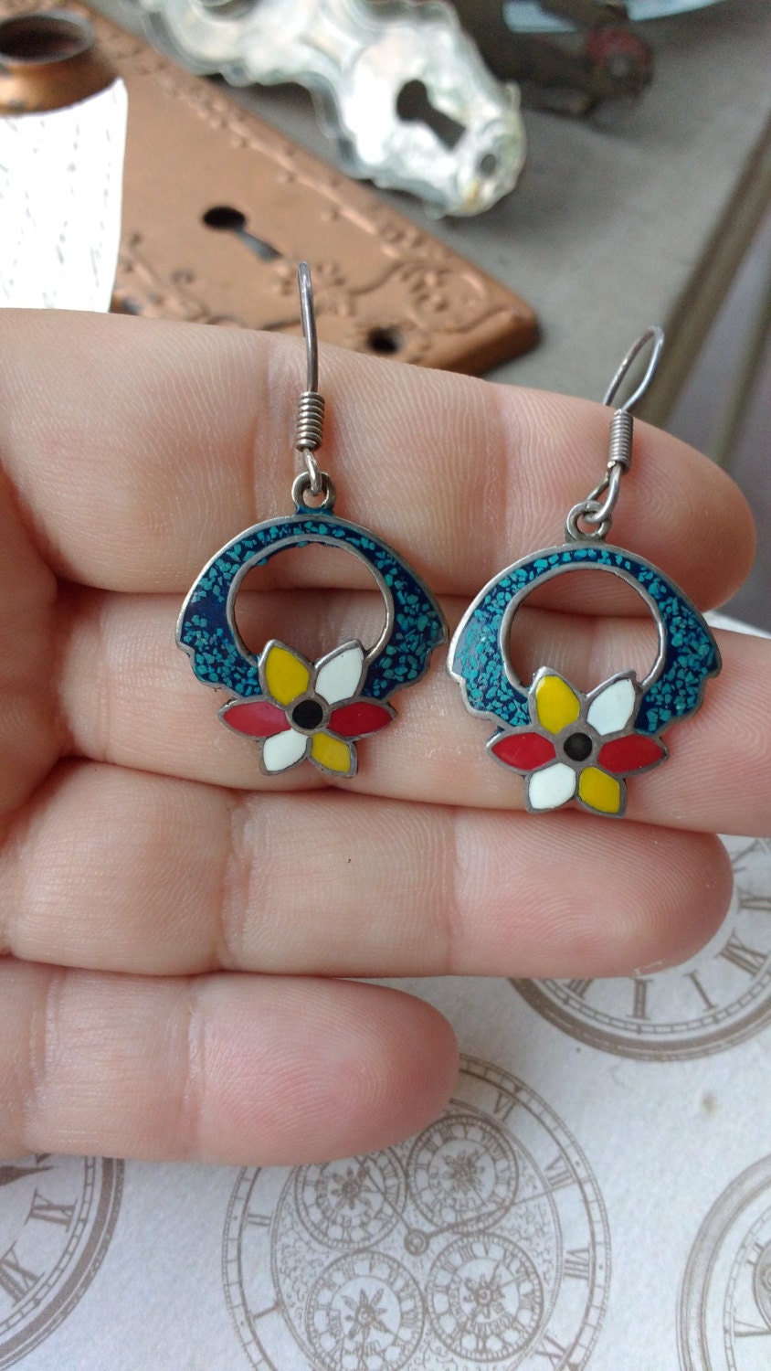 sterling Silber Und Türkis Vintage Ohrringe Aus Mexiko Taxico von PerfyctlyImperfect