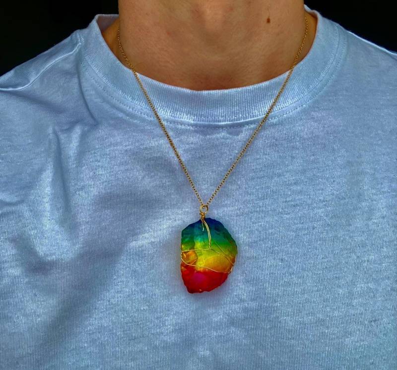 Naturstein Kette Mit Kristallen Und Edelsteinen Unisex Vergoldung Unikat von PericeShop