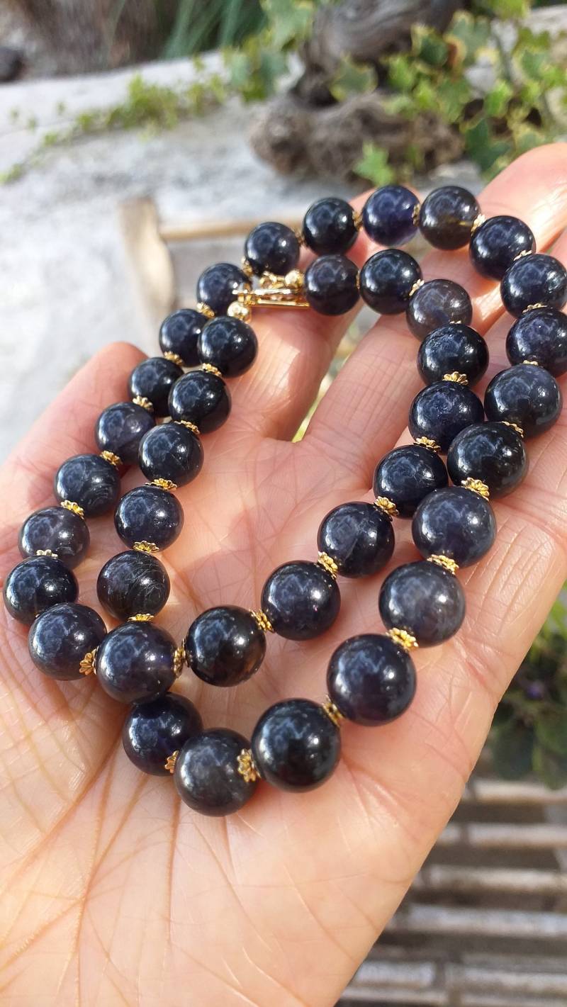 Iolith 10 Mm Runde Form 14Kt Gold Gefüllt Halskette, Stein von PeridotMountain