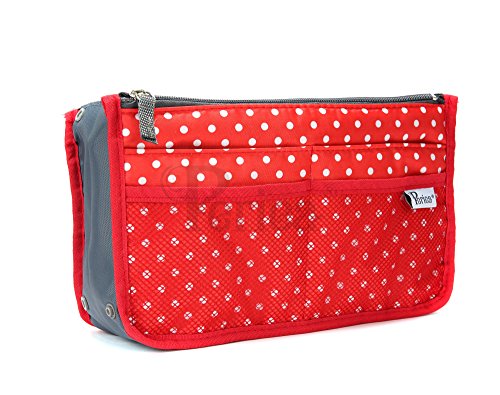 Periea Handtaschen Organizer - Taschen Organisator - Chelsy - Klein, Mittel & Groß (Rot mit Weißen Punkten, Klein) von Periea