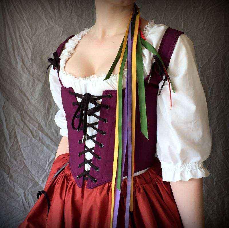 Aubergine Lila Renaissance Festival Korsett Mieder , Vorne Und Hinten Schnürung Ren Faire Kostüm Dirnch Nach Maß Oder Sondergröße Gefertigt von PeriodCorsets
