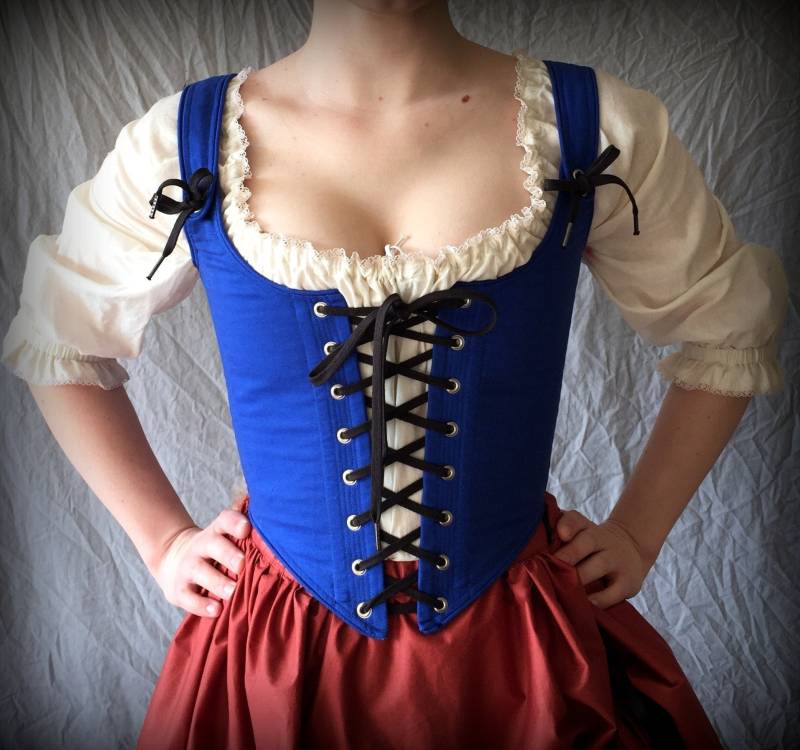 Marine Blau Renaissance Festival Korsett Mieder , Vorne Und Hinten Schnürung Ren Faire Kostüm Dirnch Nach Maß Oder Sondergrößen Gefertigt von PeriodCorsets