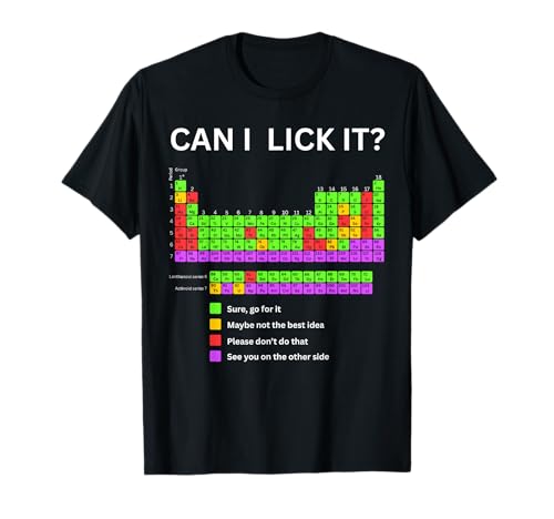 Can I Lick It Periodensystem Jungen Mädchen Kinder Student Lehrer T-Shirt von Periodic Table Kids Apparel