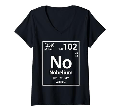 Damen Nobelium Element (weiß) T-Shirt mit V-Ausschnitt von Periodic Table of Elements