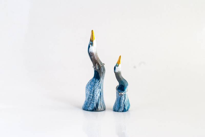 Krageneisen Ringhalter | Wählen Sie Groß Oder Klein Vogel Ring Kegel Schmuck-Display Schale Reiher Skulptur Geschenk Zum Vatertag von PeriwinkleNuthatch