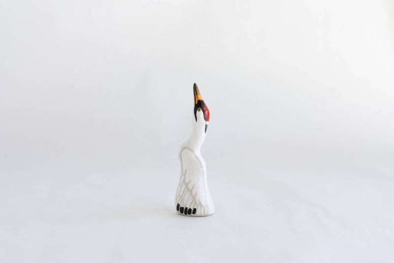 Handgemachter Kranich Ringhalter Polymer Clay Vogel Skulptur von PeriwinkleNuthatch