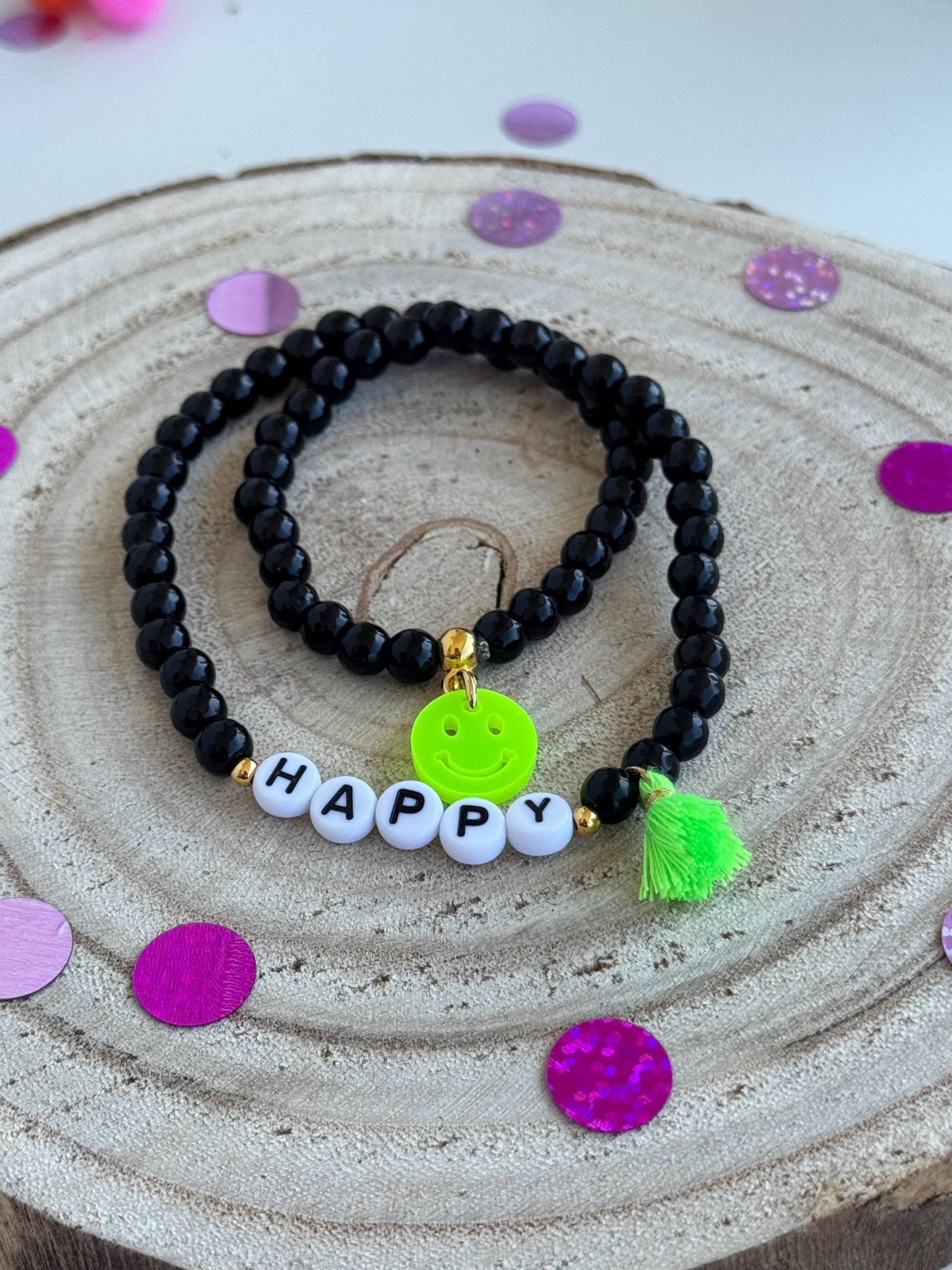 Armband Neon Acryl Wickelarmband Lettering Mit Quaste Perlenarmband Armband Neon Acryl Wickelarmband Lettering Mit Quaste Perlenarmband von PerlaHandgemacht