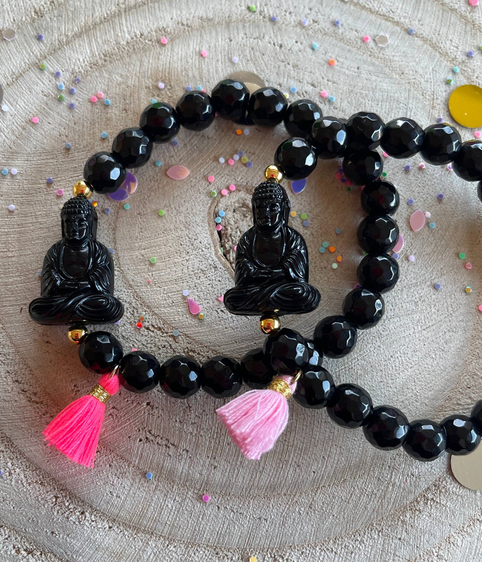 Armband Neon Buddha Jade Tassel Quaste Perlenarmband Armband Neon Buddha Jade Tassel Quaste Perlenarmband von PerlaHandgemacht