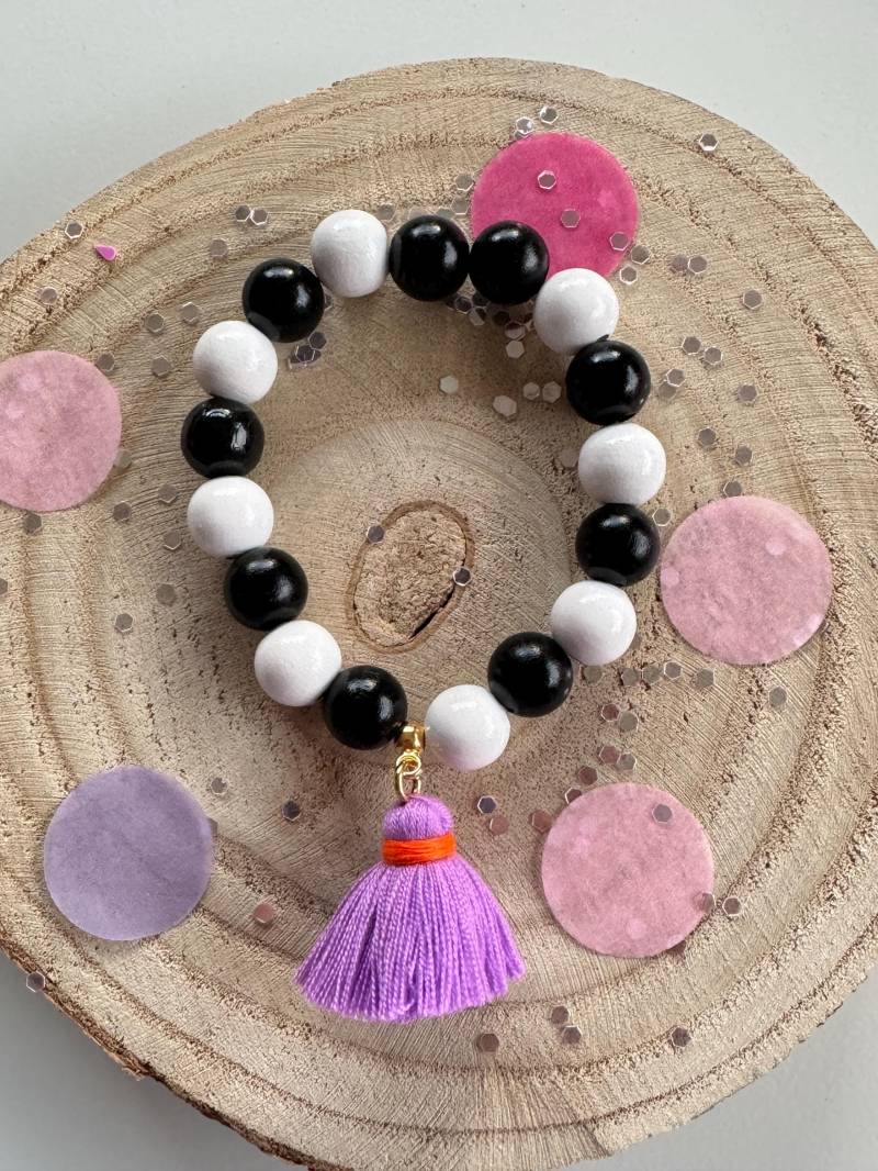 Armband Neon Quaste Holz Perlenarmband Tassel Boho Pink Holzperlen Armband Neon Quaste Holz Perlenarmband Tassel Boho Pink Holzperlen von PerlaHandgemacht