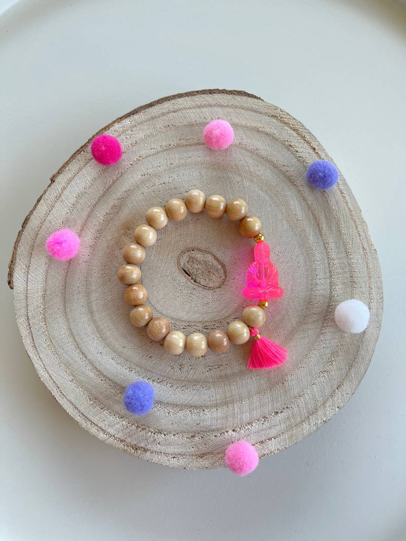 Armband Neon Buddha Perlenarmband Boho Pink von PerlaHandgemacht