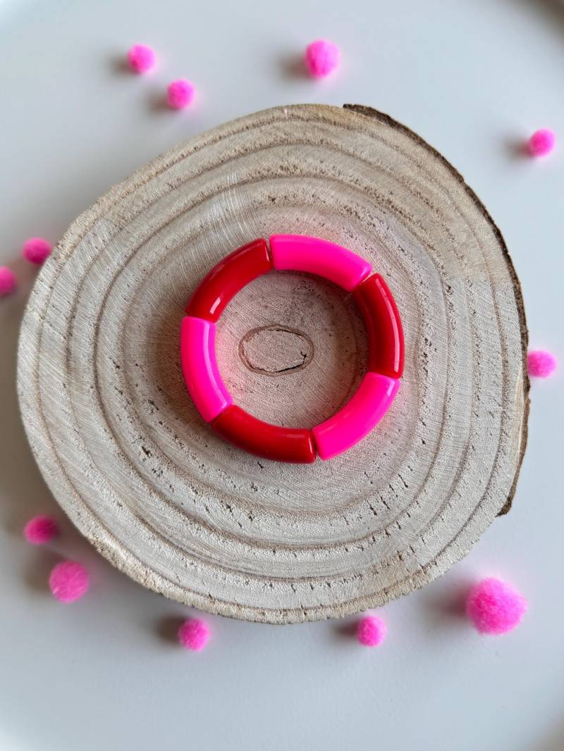 Armreif Acrylreifen Acryl Armband Perlenarmband Neon Boho Mala von PerlaHandgemacht