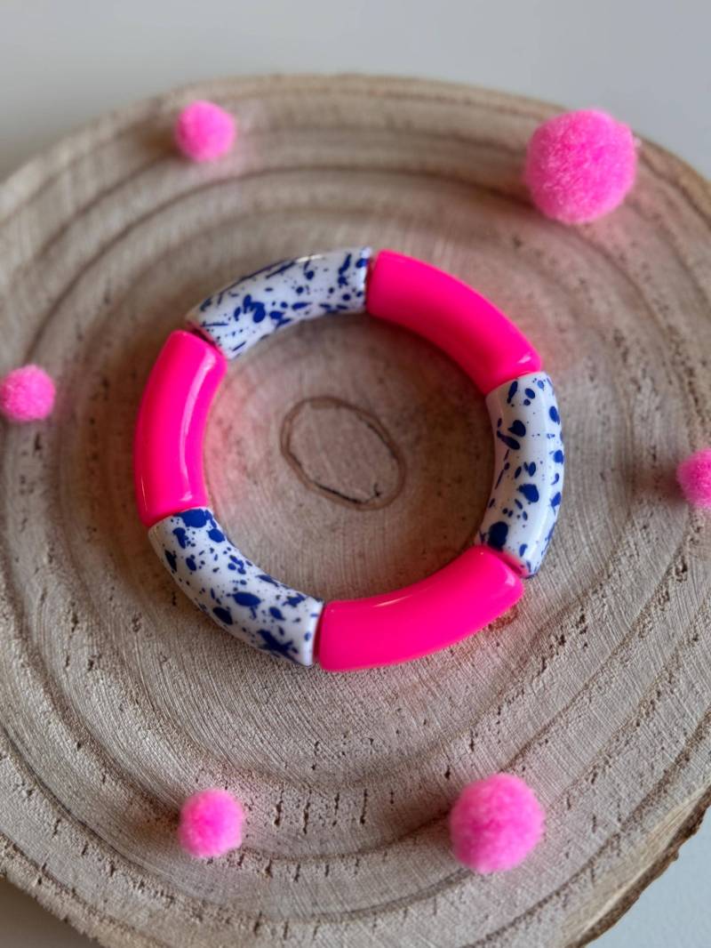 Armreif Acrylreifen Acryl Armband Perlenarmband Neon Boho Mala von PerlaHandgemacht