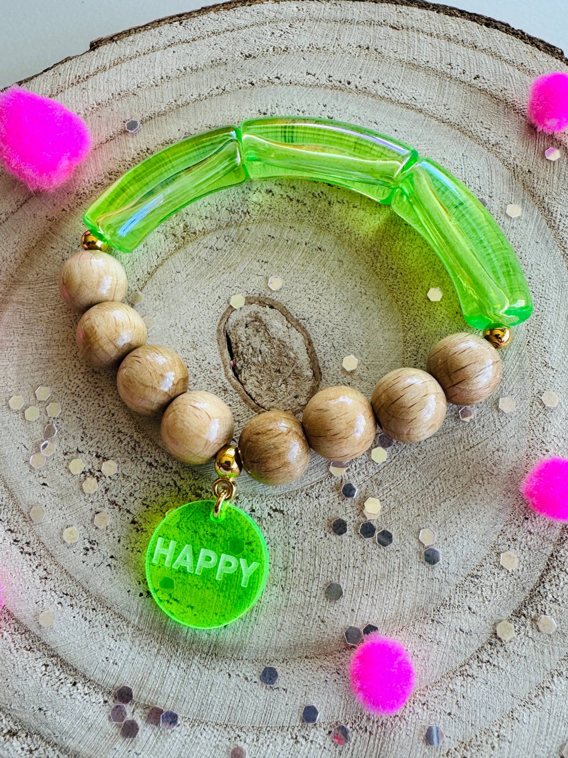 Armreif Armband Reifenperlen Acrylperlen Perlenarmband Gold Neon Boho Armreif Armband Reifenperlen Acrylperlen Perlenarmband Gold Neon Boho von PerlaHandgemacht