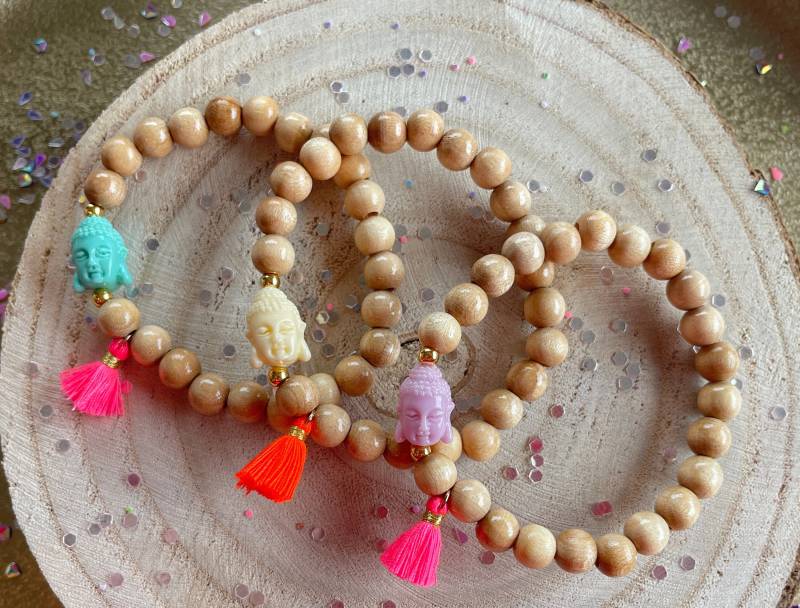 Buddha Neon Band Armband Holz Perlenarmband Tassel Boho Pink Holzperlen Buddha Neon Band Armband Holz Perlenarmband Tassel Boho Pink Holzperlen von PerlaHandgemacht