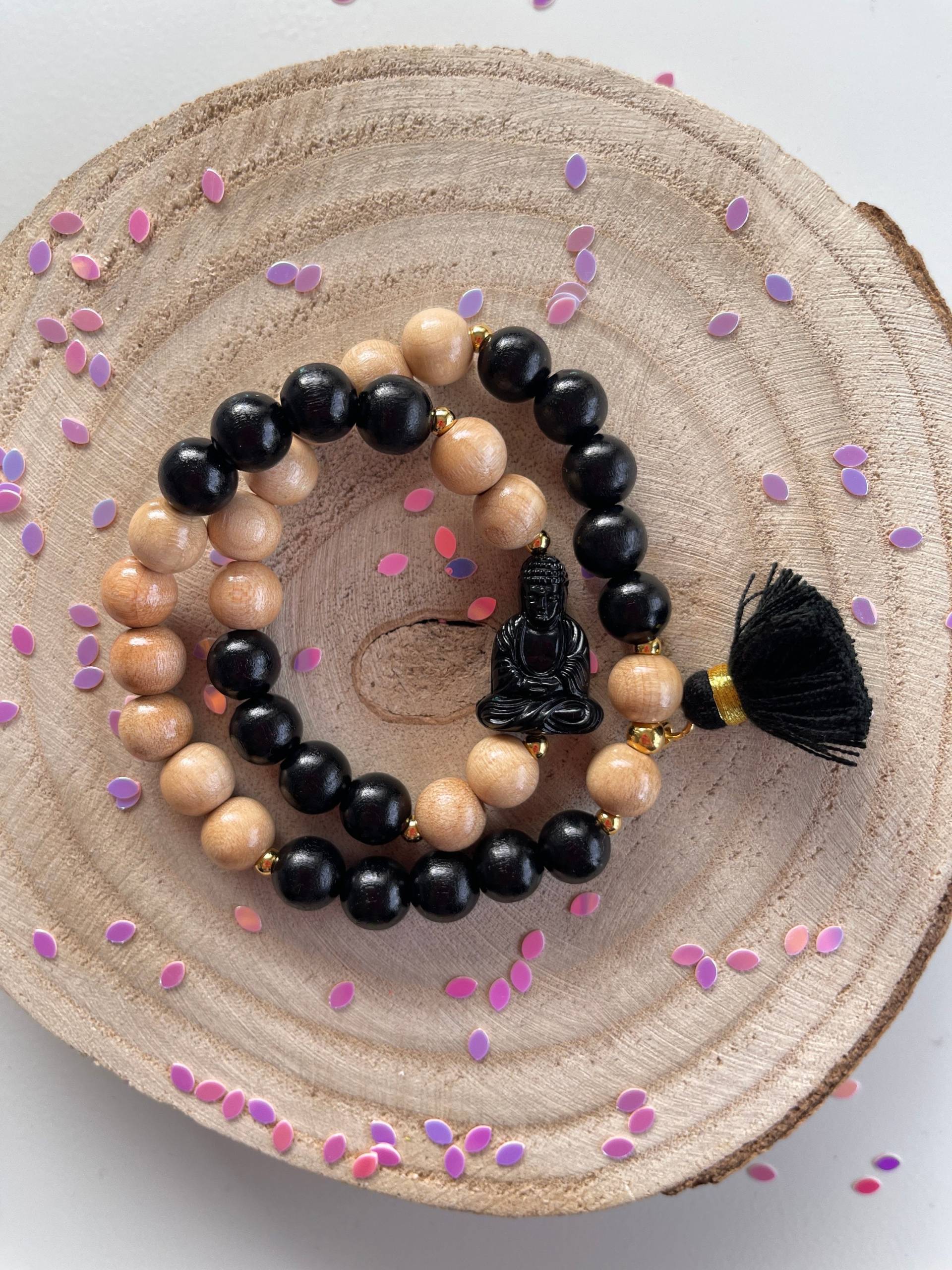 Mala Buddha Neon Wickelarmband Mit Quaste Armband Holz Mala Buddha Neon Wickelarmband Mit Quaste Armband Holz von PerlaHandgemacht